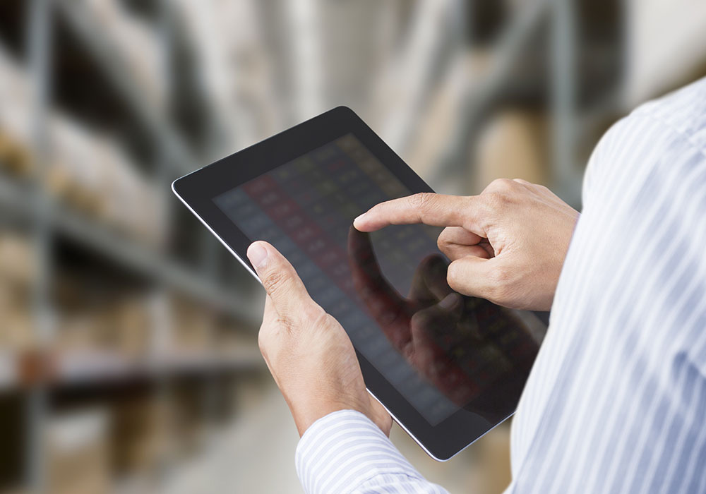 person accessing data on a wireless device