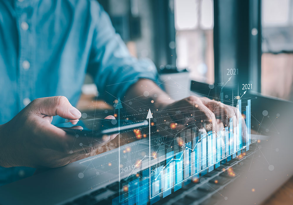 image of business person working with data